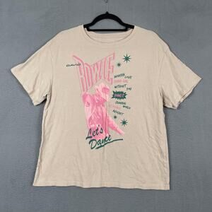 David Bowie 'Let's Dance' Short Sleeve Tee - Cream with Pink & Green Graphic